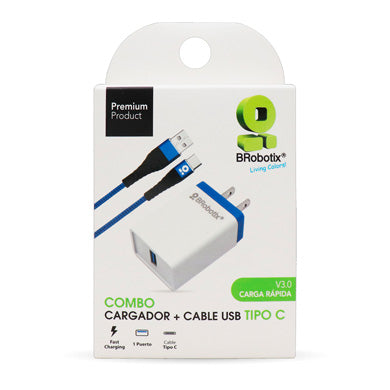 BRobotix 963325 cargador de dispositivo móvil Teléfono móvil, Tableta, Universal Negro, Blanco Corriente alterna Carga rápida Interior