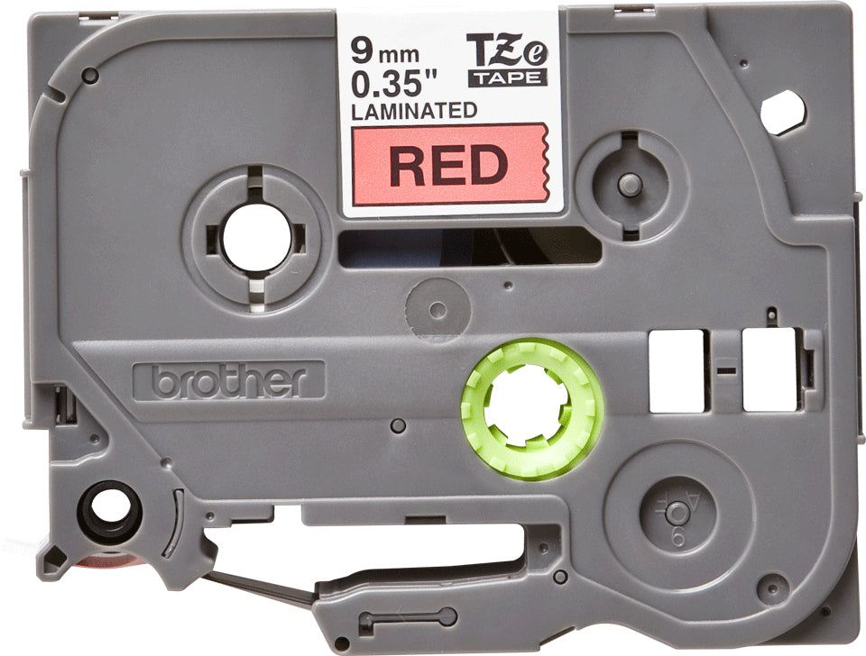 Cinta Brother TZE421 Laminada Estándar Texto Negro Sobre Cinta Roja 9mmx8m