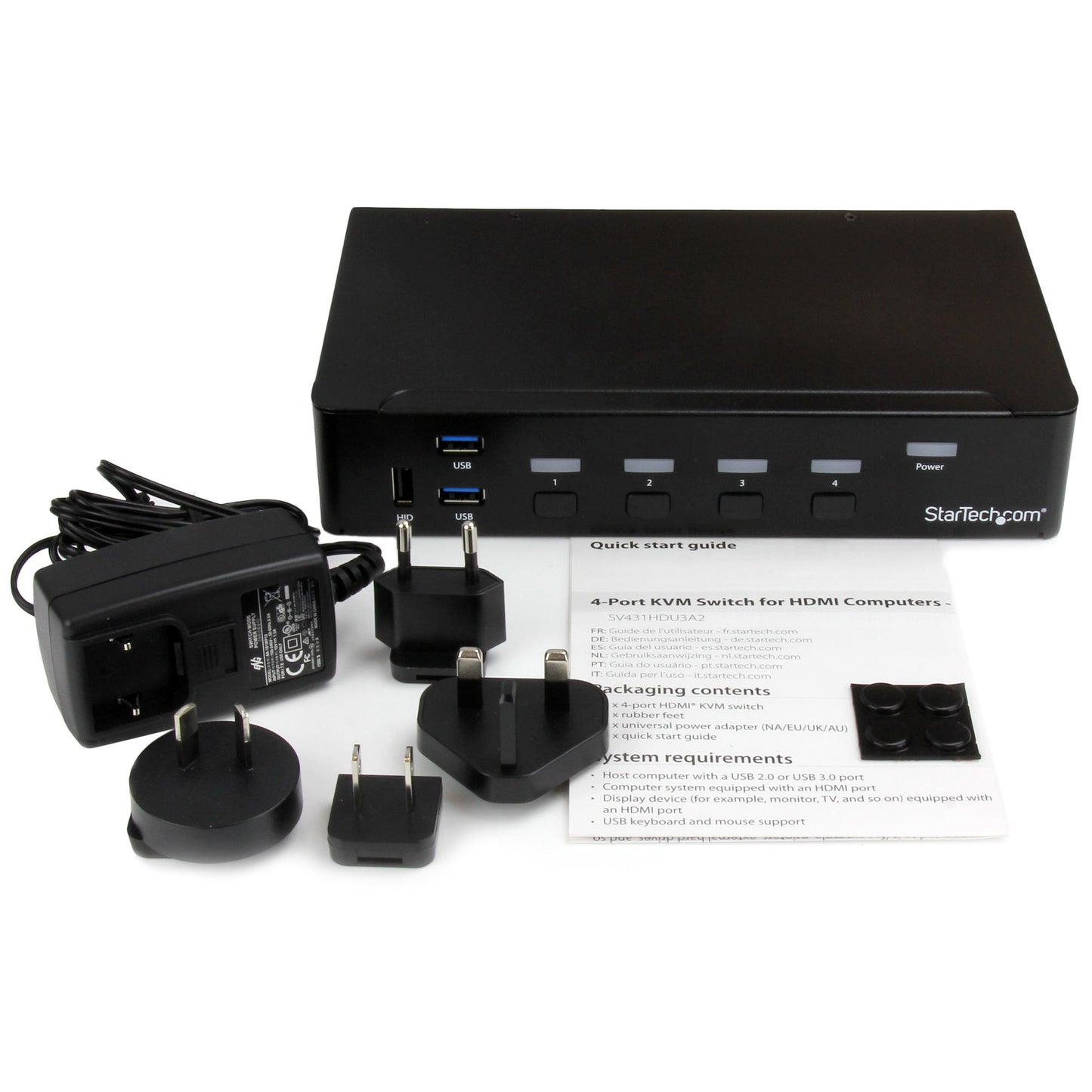 StarTech.com SV431HDU3A2 interruptor KVM Montaje en rack Negro