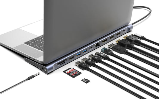 Docking Manhattan USB C 12 ptos HDMIx2 DP USB C PD USB Ax3 RJ45 SD Audio