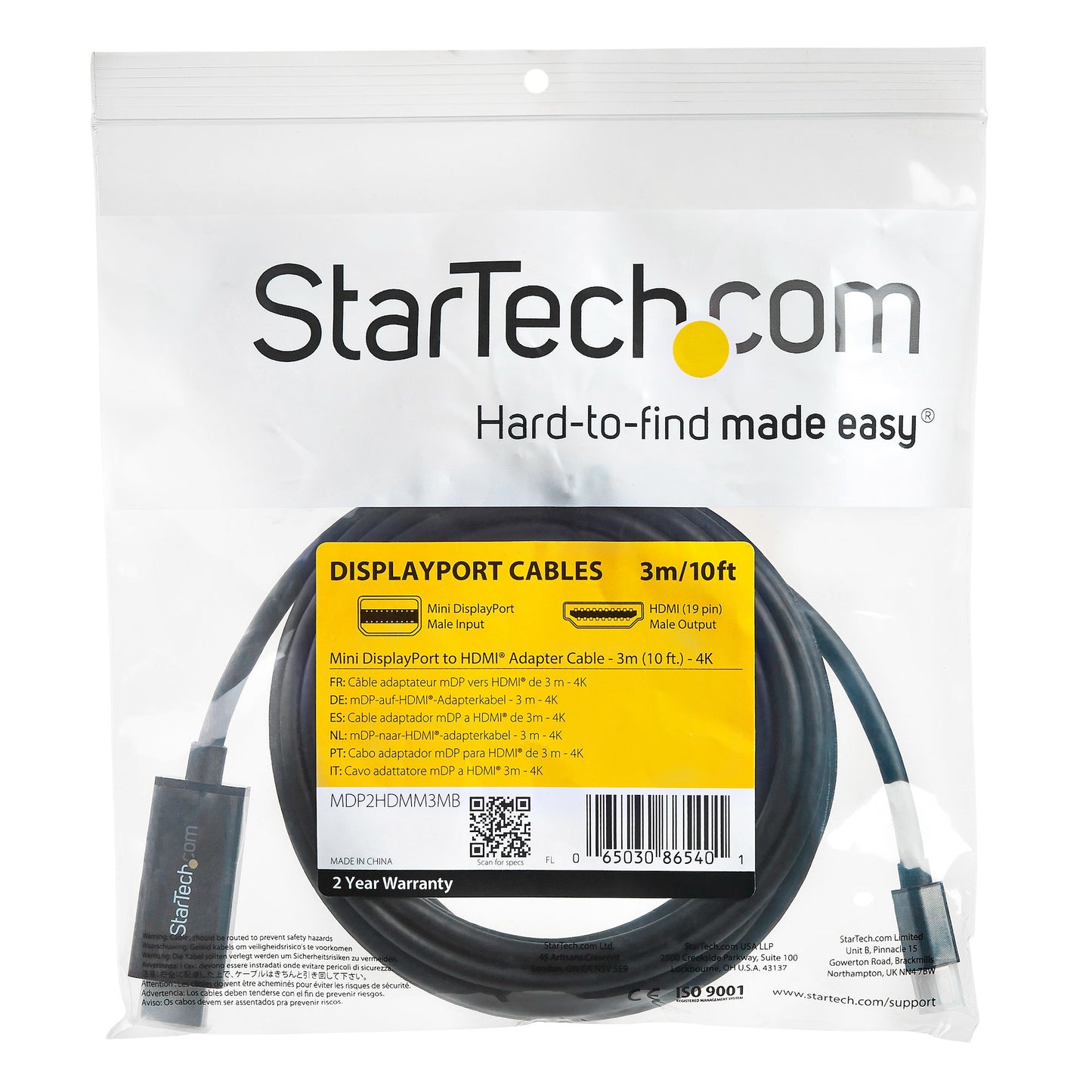 StarTech.com MDP2HDMM3MB adaptador de cable de vídeo Negro