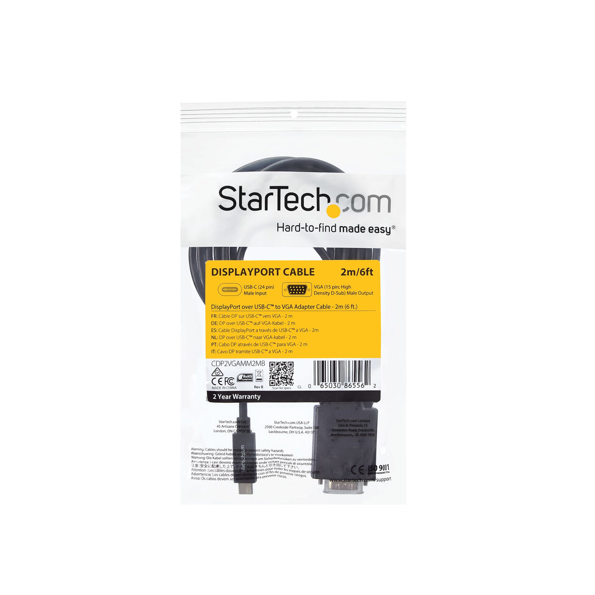 StarTech.com CDP2VGAMM2MB adaptador de cable de vídeo VGA (D-Sub) Negro