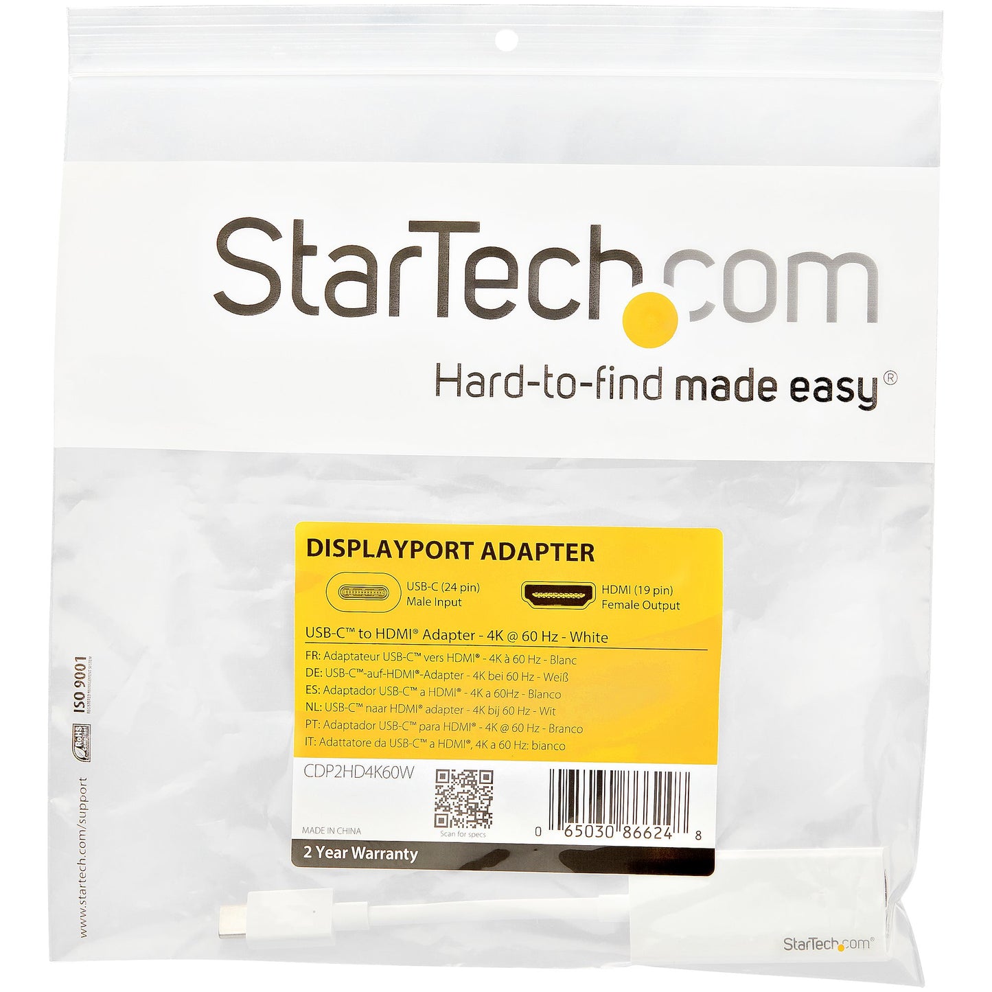 StarTech.com CDP2HD4K60W adaptador gráfico USB 3840 x 2160 Pixeles