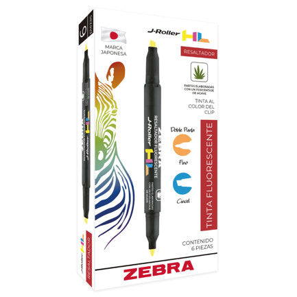 Resaltador Zebra Jroller HL Doble punta color azul caja c/6