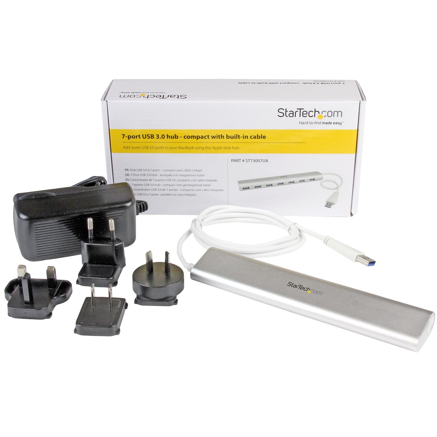 StarTech.com ST73007UA nodo concentrador USB 3.2 Gen 1 (3.1 Gen 1) Type-A 5000 Mbit/s Plata, Blanco