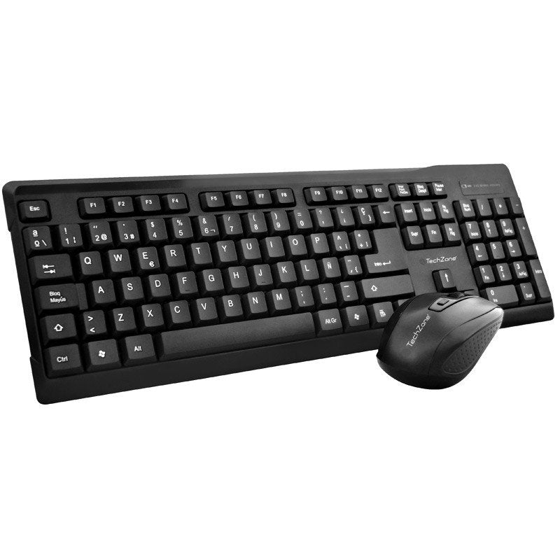 Kit Teclado y Mouse TechZone Inalámbrico 10m USB 1000 DPI Color Negro
