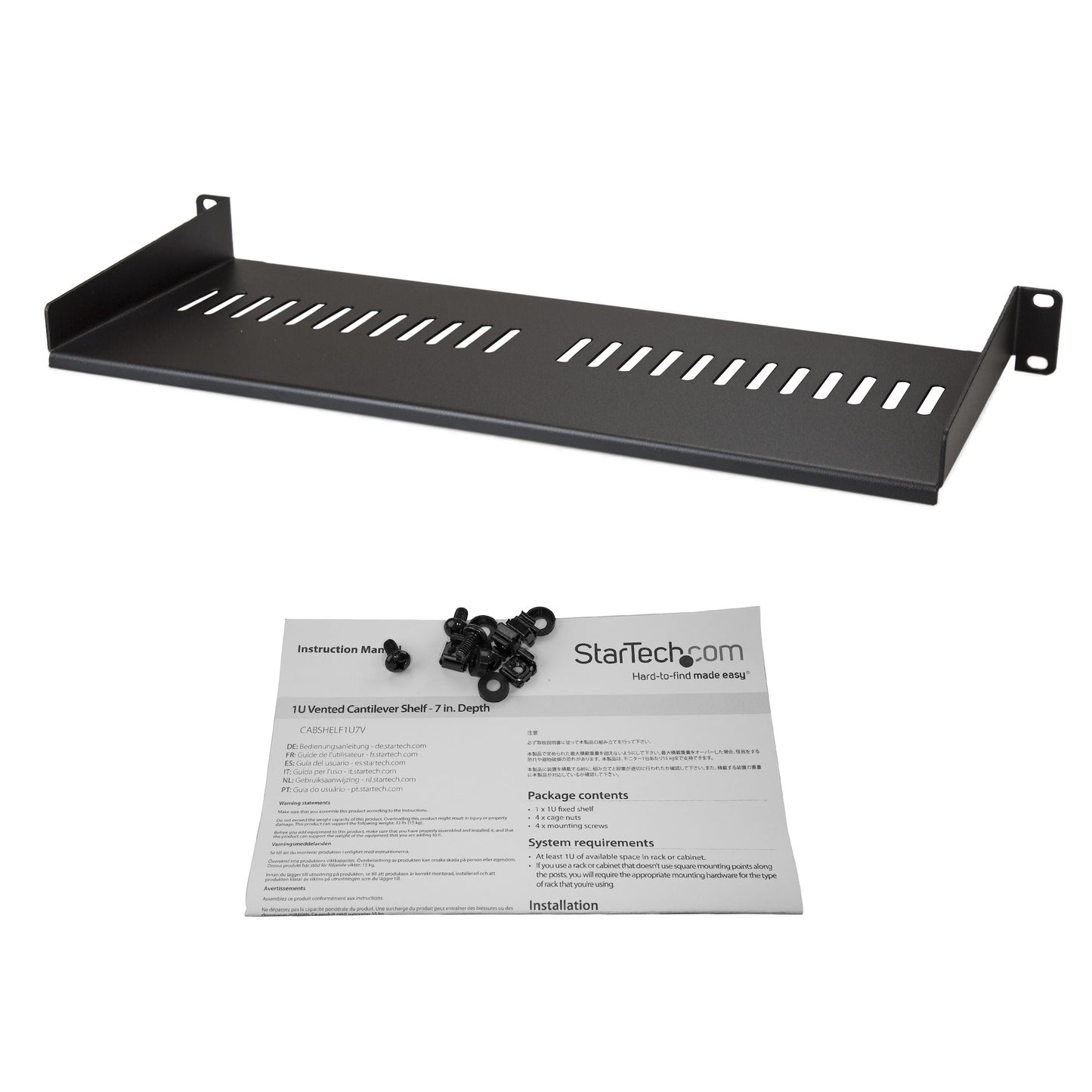 StarTech.com CABSHELF1U7V accesorio para rack Repisa de estante