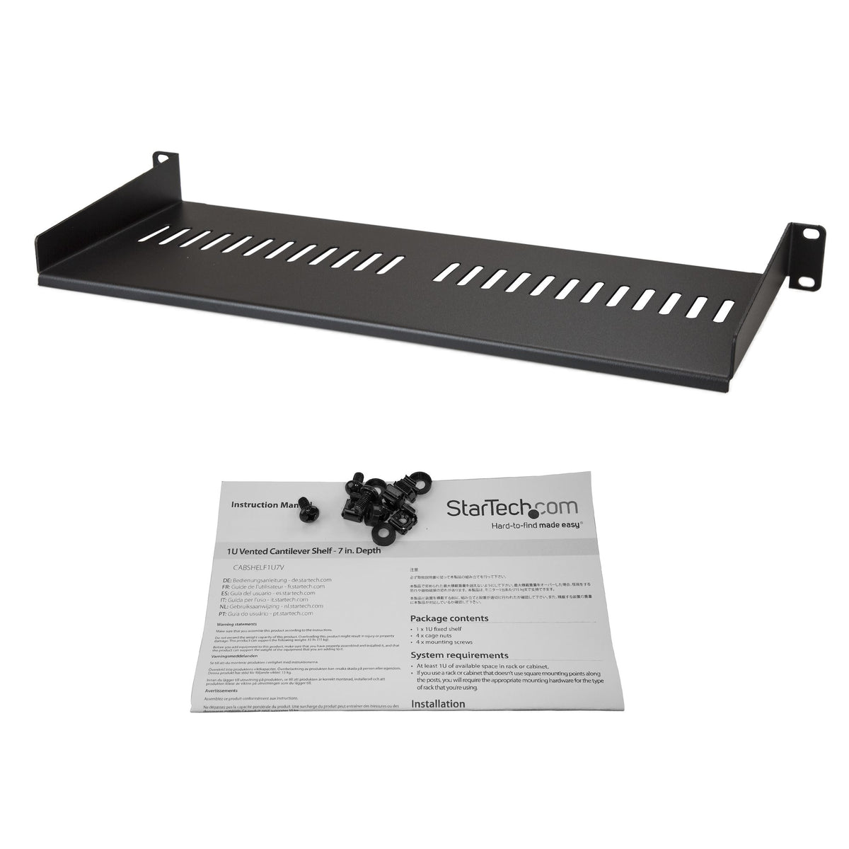 StarTech.com CABSHELF1U7V accesorio para rack Repisa de estante