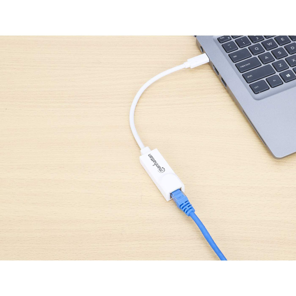 Adaptador Manhattan USB C 3.1 a Red Gigabit 10/100/1000 Mbps Color Blanco
