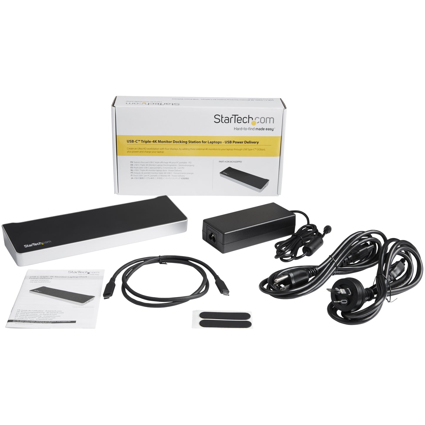 StarTech.com DK30CH2DPPD base para laptop o replicador de puertos Alámbrico USB 3.2 Gen 1 (3.1 Gen 1) Type-C Negro, Plata