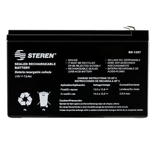 Batería Steren Sellada Ácido-Plomo 12 Vcc 7 Ah Color Negro
