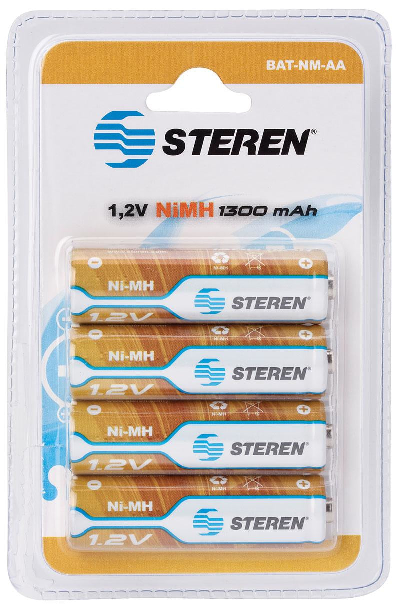 Pilas Recargables Steren "AA" NiMH 1300 mAh Paquete C/4