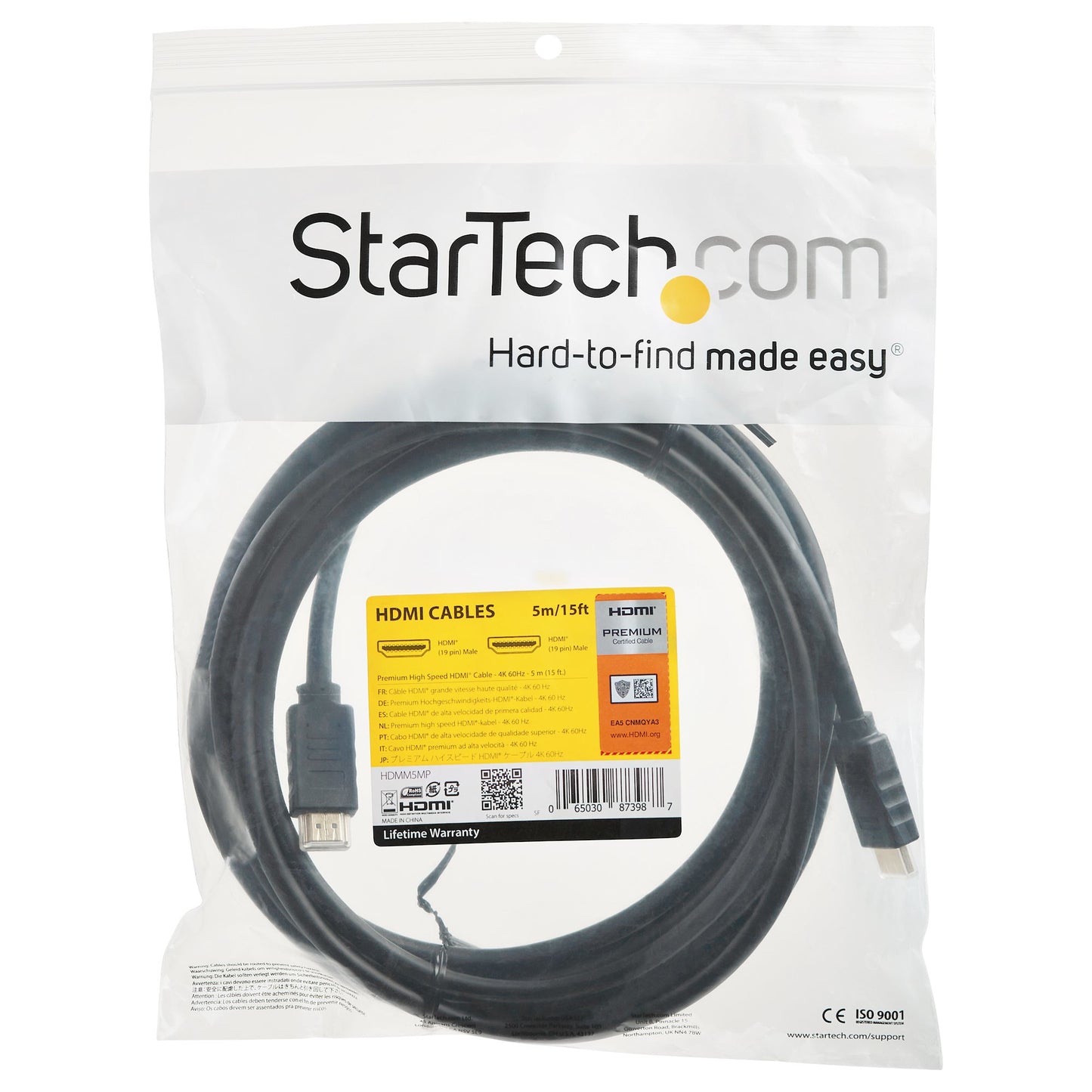 StarTech.com HDMM5MP cable HDMI HDMI Tipo A (Estándar) Negro