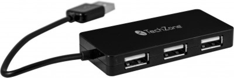 Hub TechZone 4 Puertos USB 2.0 Color Negro