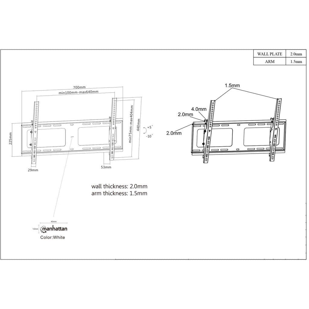 Manhattan 461481 soporte para TV 2.03 m (80") Negro