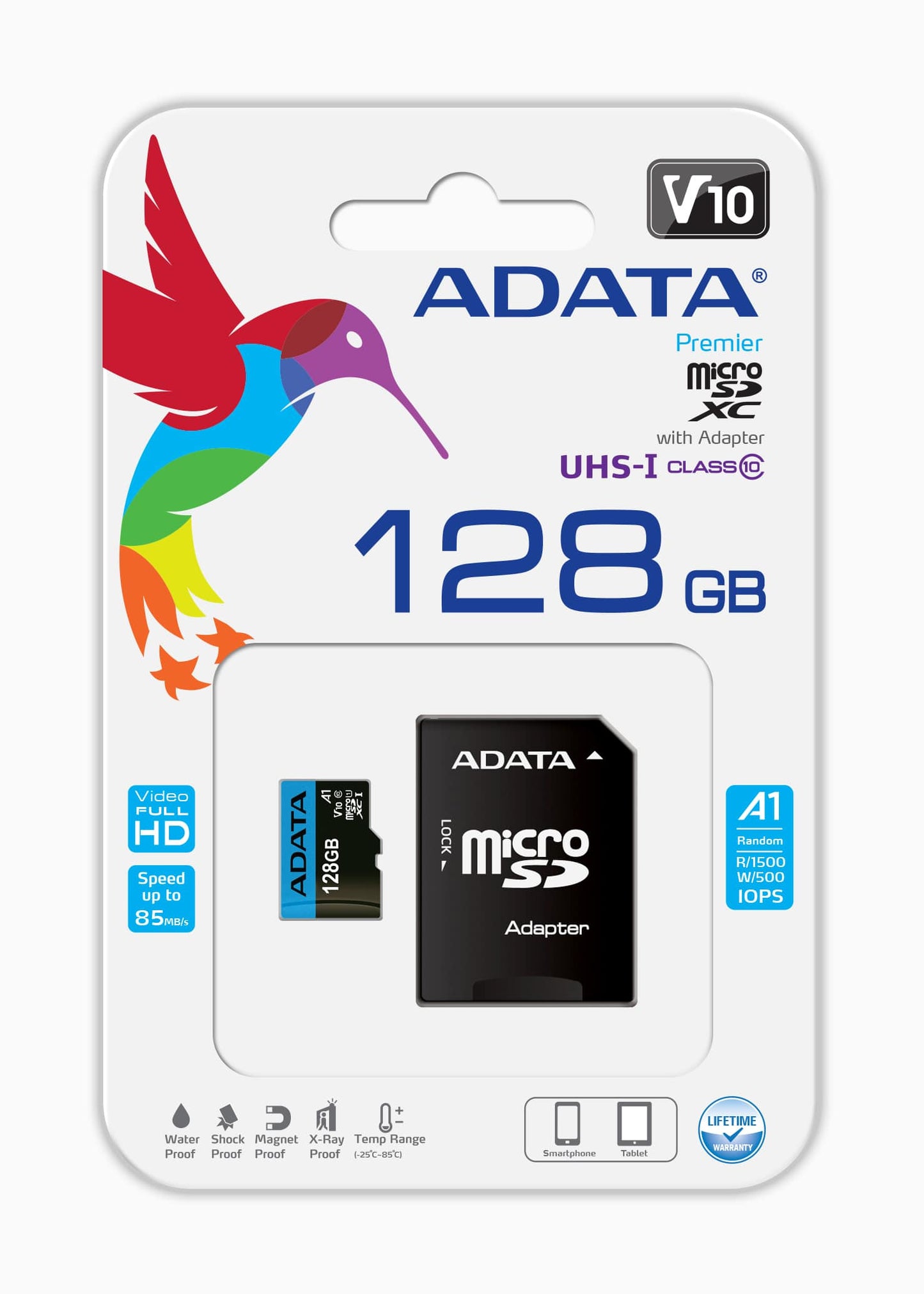 Memoria Micro SD Adata 128GB V10 F HD Clase 10 A1 Azul