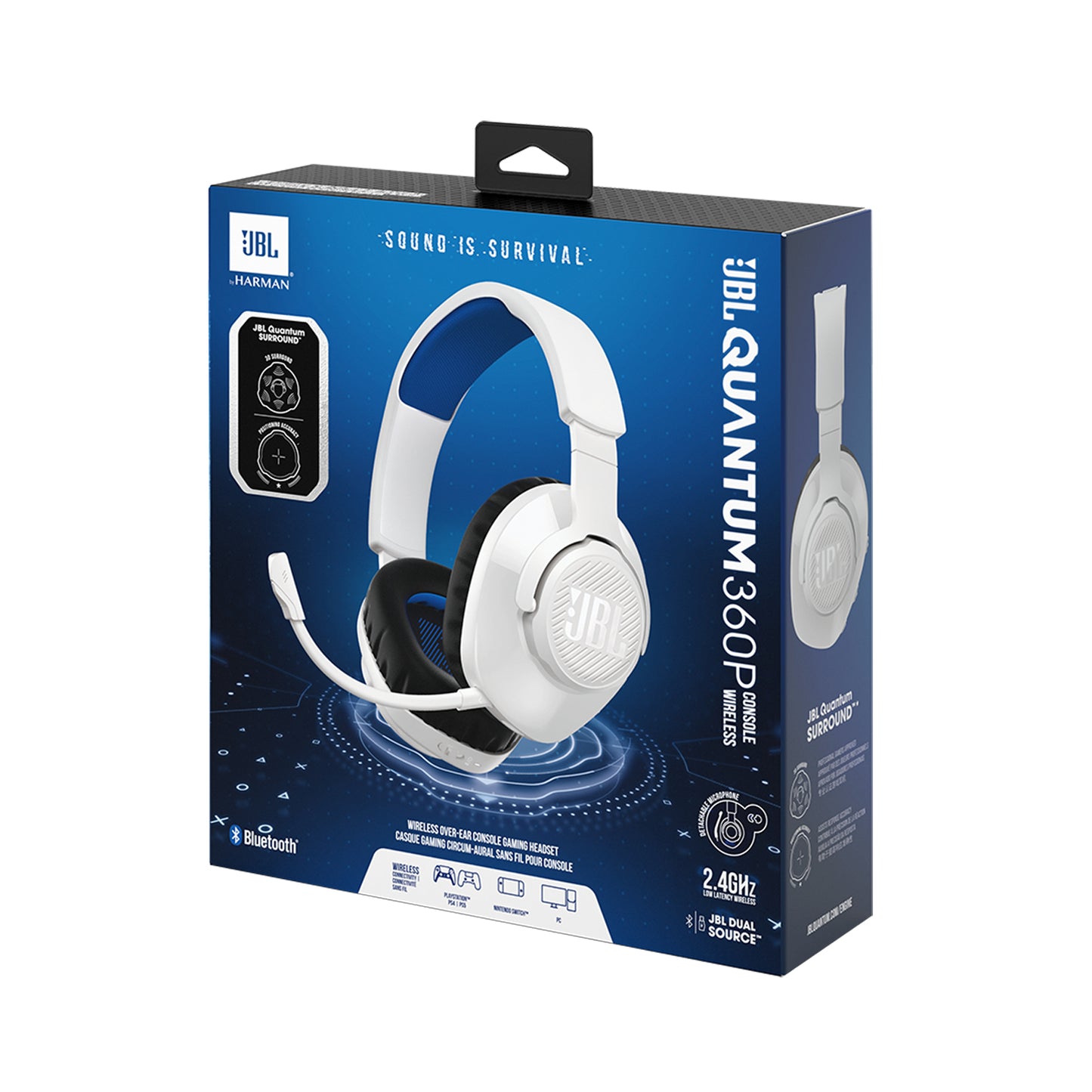 Auriculares inalámbricos JBL supraaurales para juegos JBL Quantum 360P para consola PS color blanco/azul
