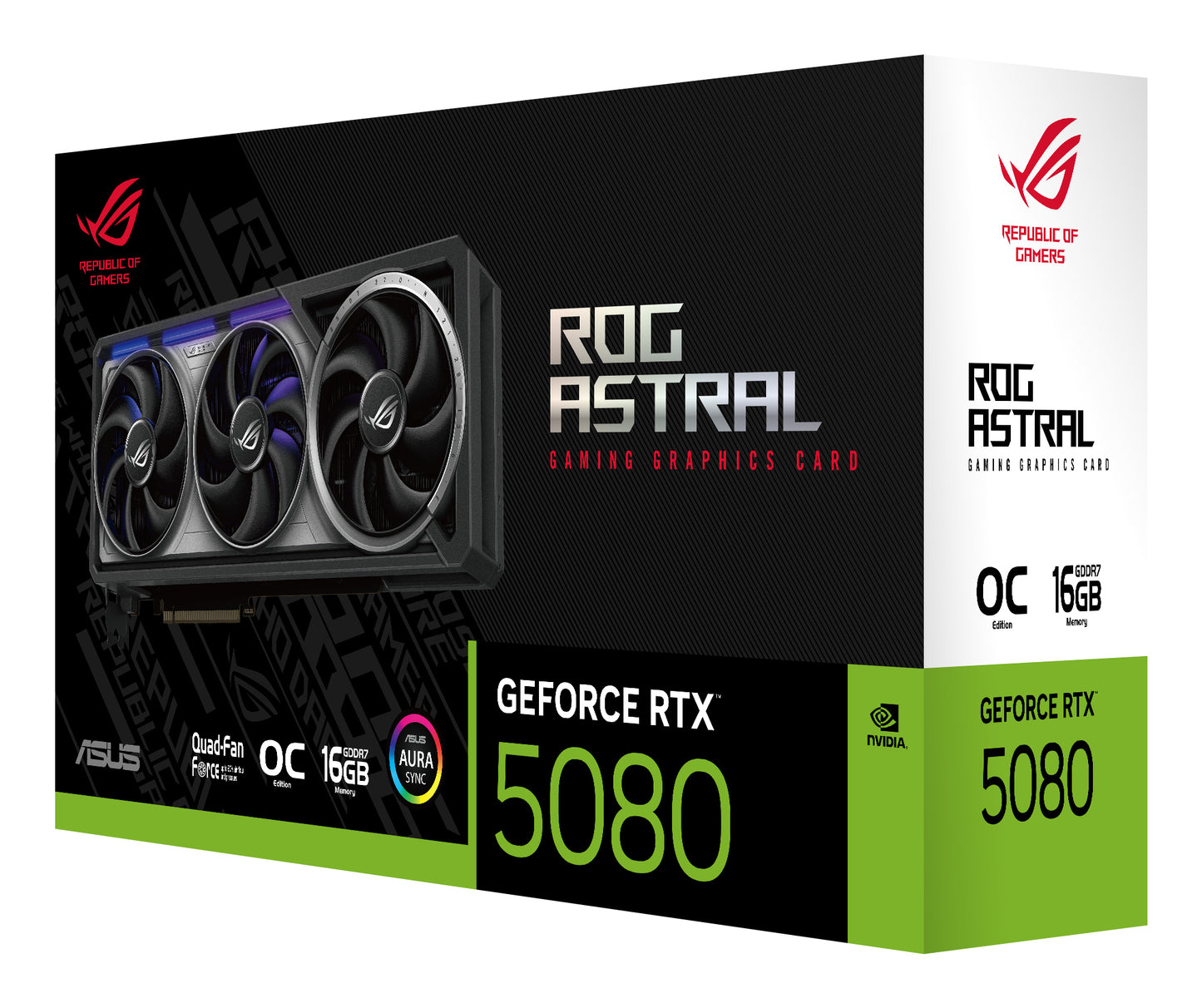 Tarjeta Video Asus ROG Astral GeForce RTX5080 OC 16GB Quad Fan ARGB GDDR7 PCIe 5.0 2xHDMI 3xDP