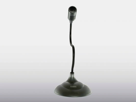 Micrófono de escritorio Perfect Choice con cuello flexible, omnidireccional, alámbrico, salida para audífonos, negro, PC-110279