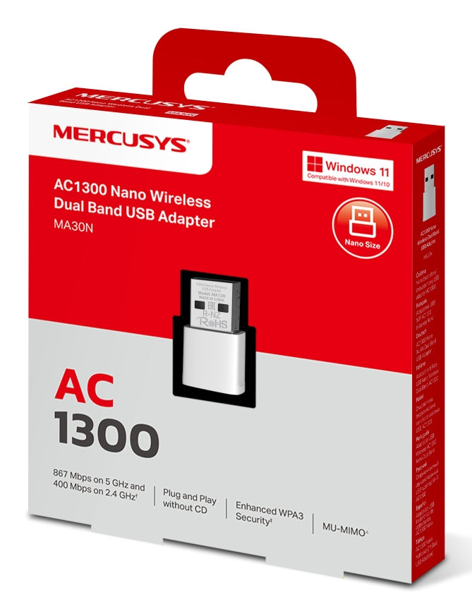 Mercusys MA30N tarjeta de red WLAN 1300 Mbit/s
