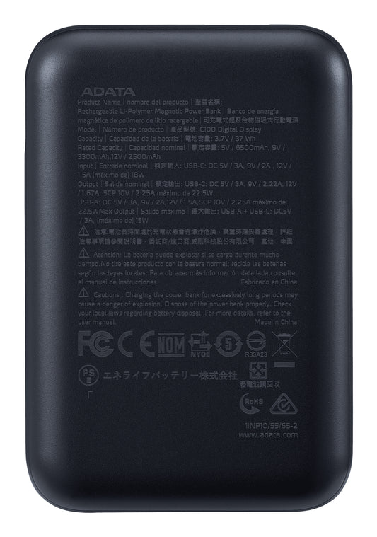 Power Bank Adata 10000mAh Digital PC10022 Negro