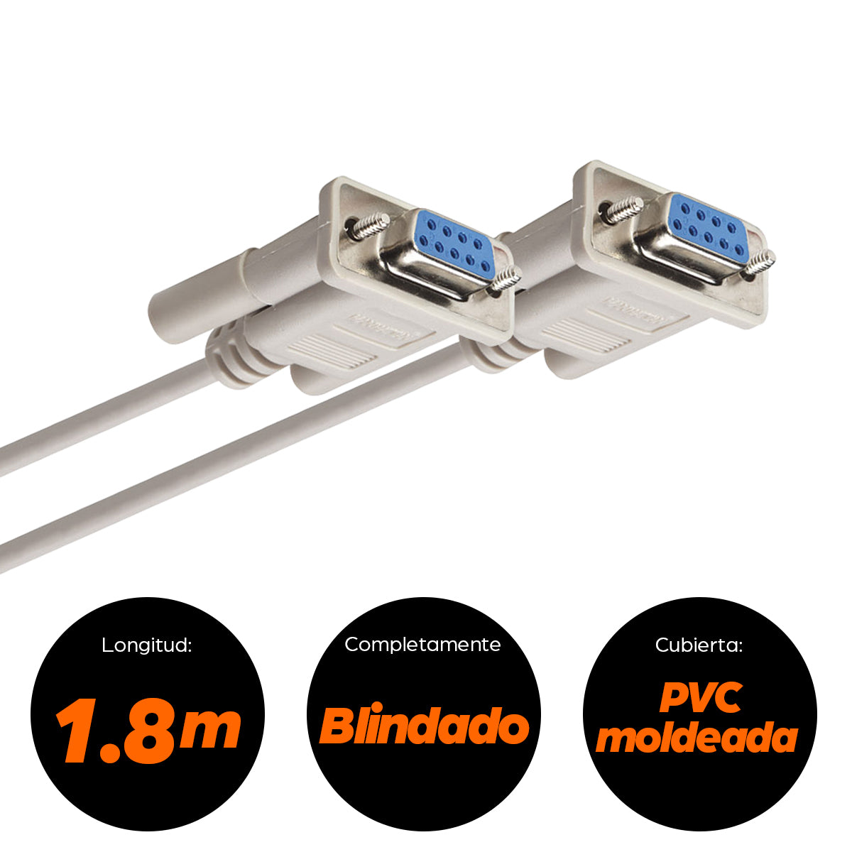 Cable Manhattan Modem DB9H-H 7C 1.8m Color Blanco