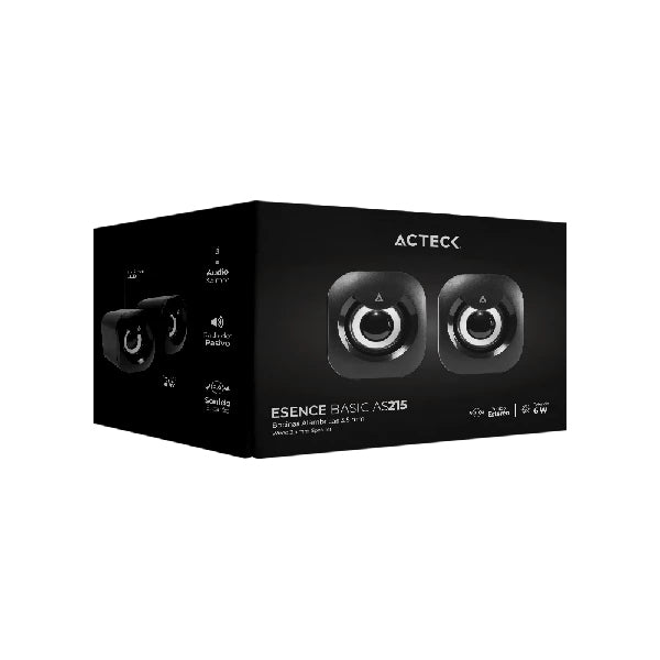 Bocinas Acteck 2.0 para escritorio Esence Basic AS215 2.0 USB A/3.5mm Control de Volumen Advanced Series Negro