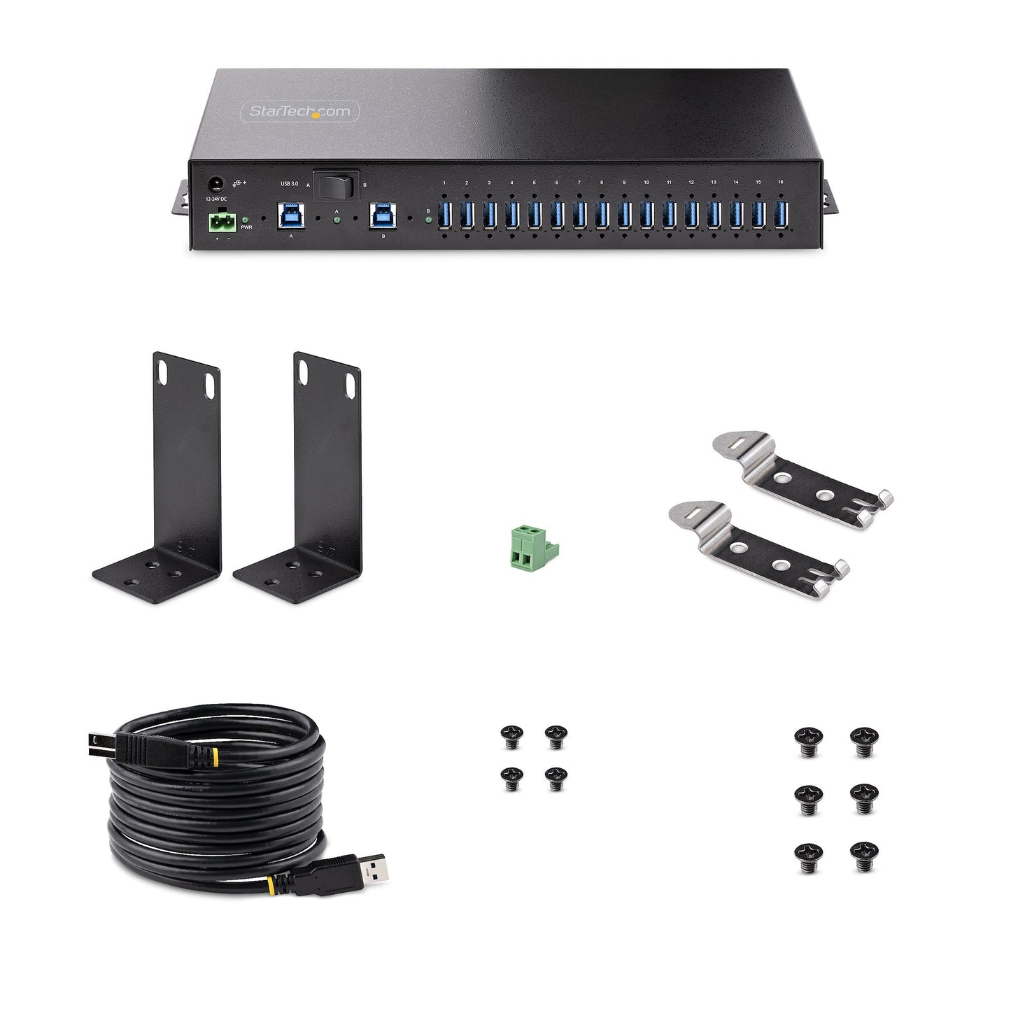 StarTech.com 5G16AINDS-USB-A-HUB nodo concentrador USB 3.2 Gen 1 (3.1 Gen 1) Type-B 5000 Mbit/s Negro