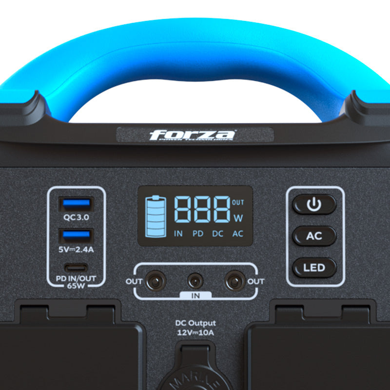 Generador Eléctrico Portátil Forza FPP-T300 300W Tomas 2AC/6DC 2 Ventiladores Pantalla LCD Panel de Control Integrado