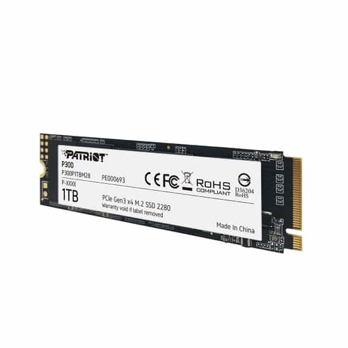 Unidad SSD Patriot M.2 1TB P300 PCIE 3.0 NVME 2280 423 MB/s Escritura 2100 MB/s Lectura