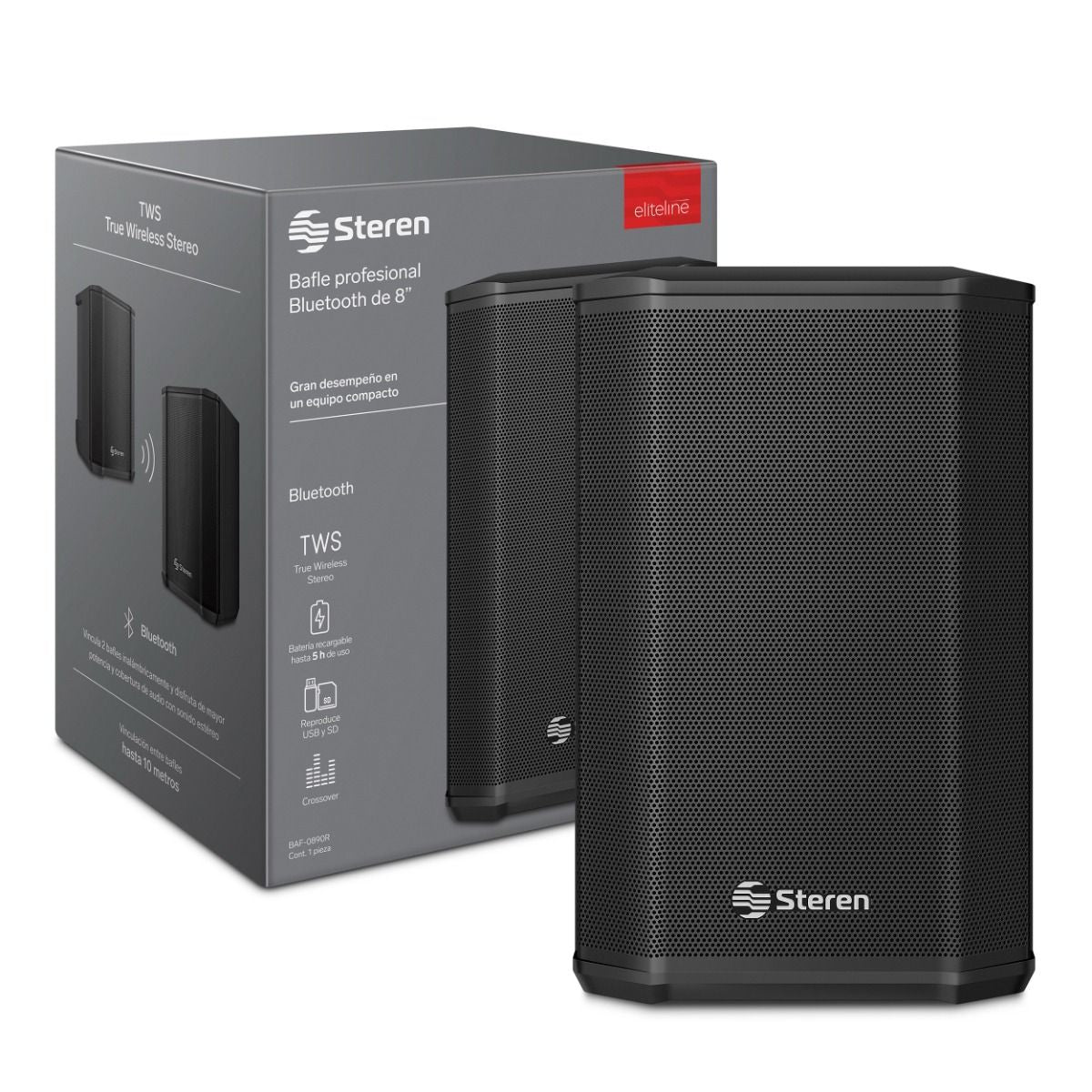 Bafle Steren Bluetooth de 8 pulg con BAT REC Y