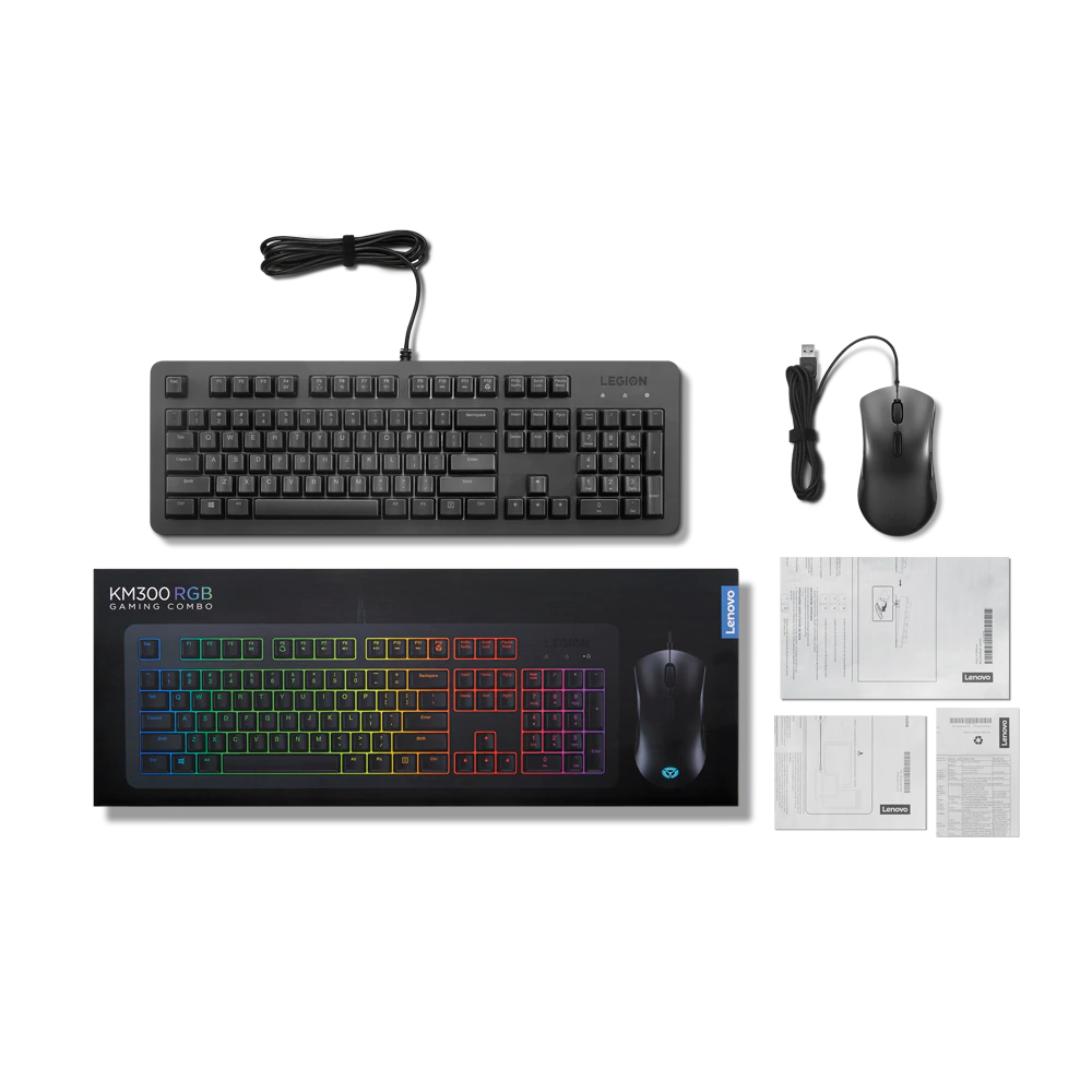 Combo de teclado y mouse gamer RGB KM300 Lenovo Legion