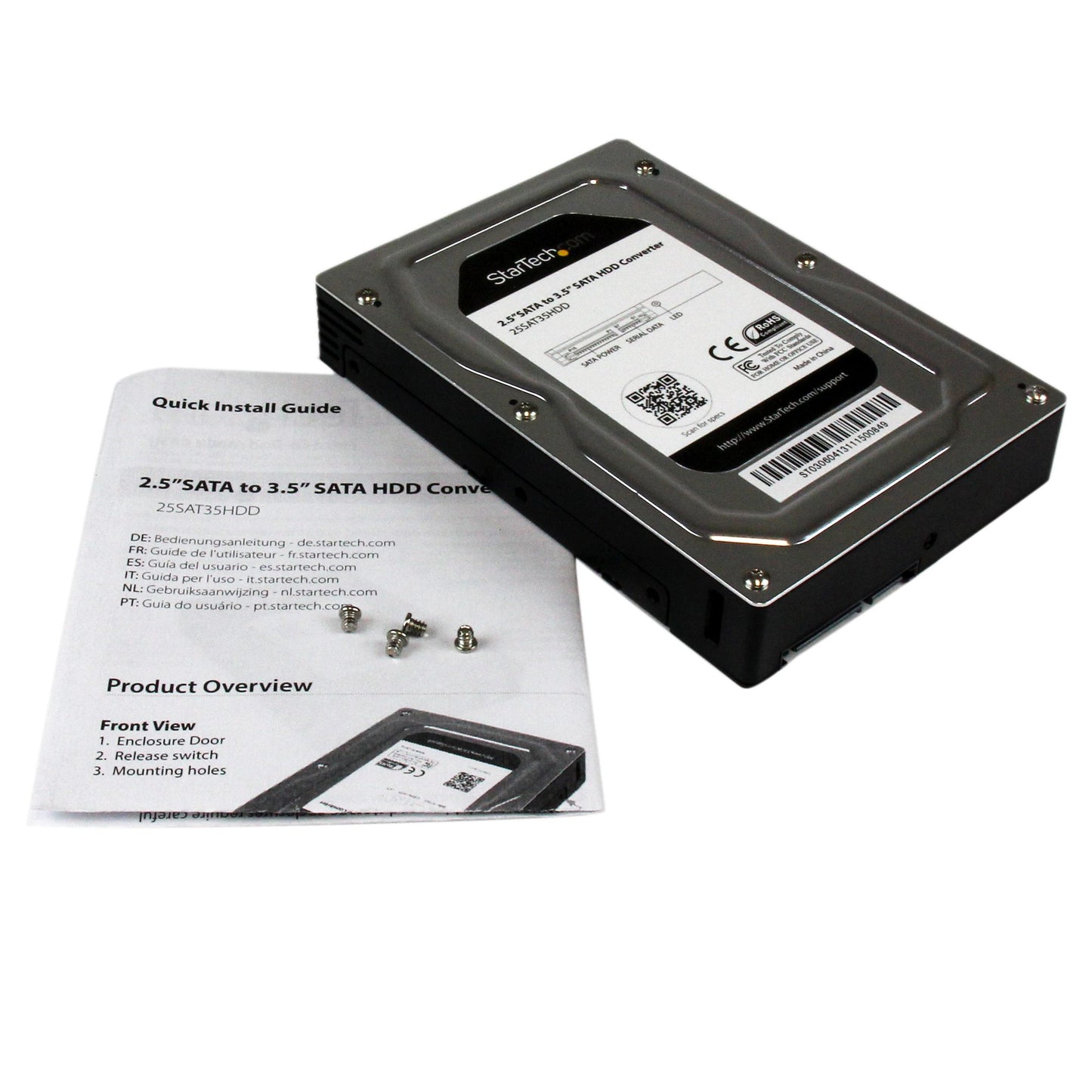 StarTech.com 25SAT35HDD panel para bahía de discos 8.89 cm (3.5") Bandeja de almacenamiento Negro, Plata