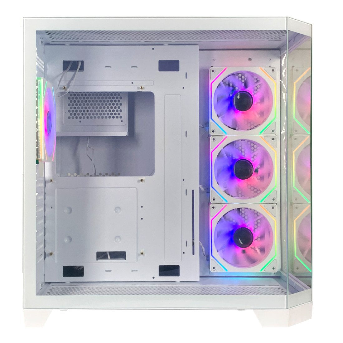 Gabinete Gamer Xzeal Mid Tower XZ150 ATX Panel Vidrio + Metal 2xUSB1.0 + 1xUSD3.0 + 1x3.5mm + 4 ARGB Ventiladores Blanco