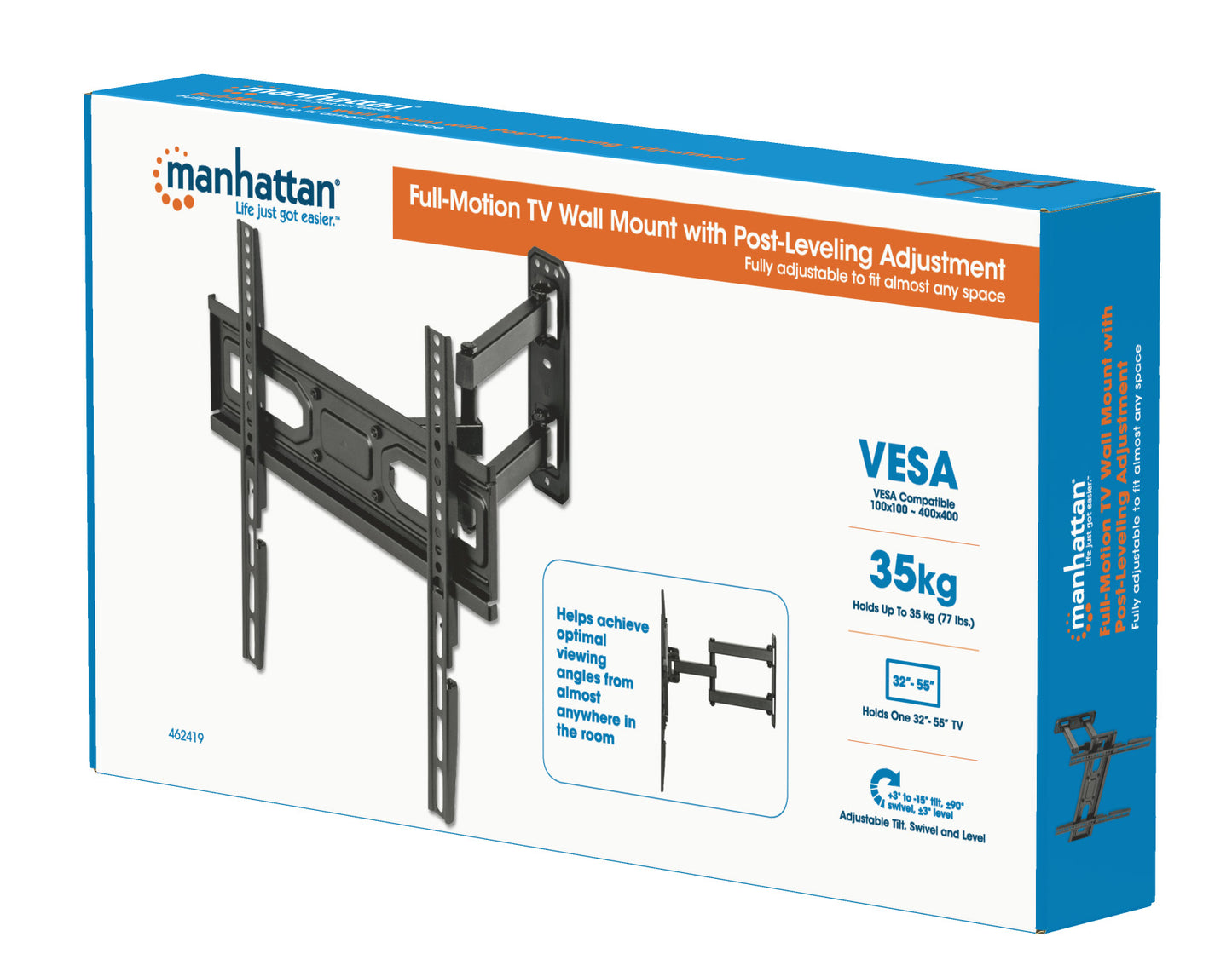 Manhattan 462419 soporte para TV 139.7 cm (55") Negro