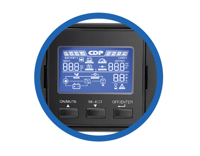 CDP UPO11-1RT sistema de alimentación ininterrumpida (UPS) Doble conversión (en línea) 1 kVA 900 W 8 salidas AC