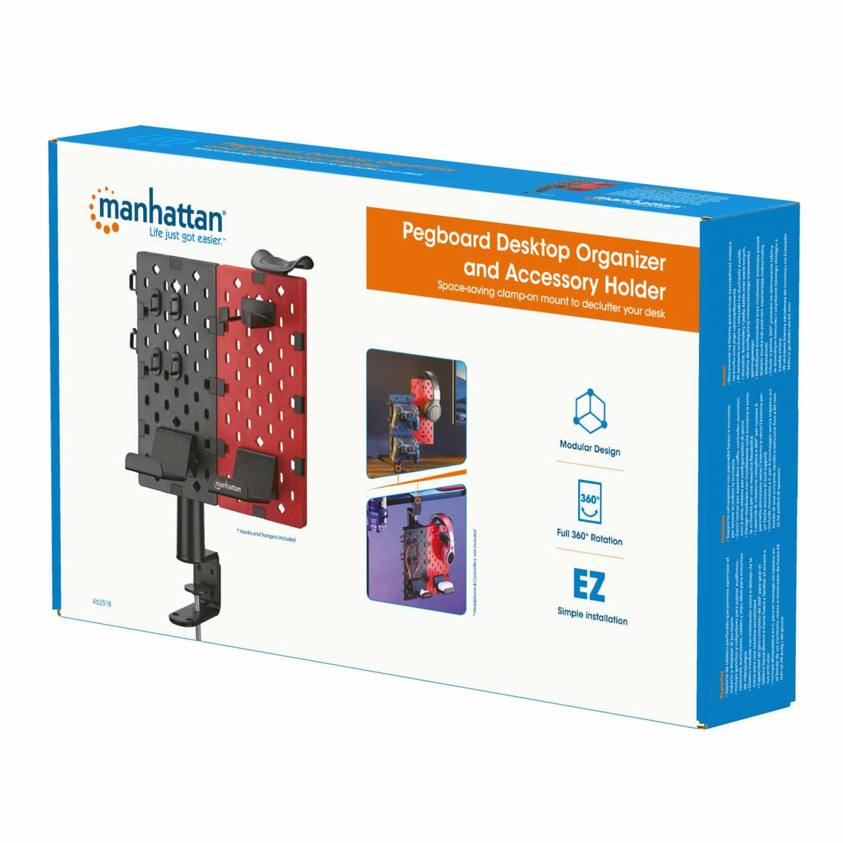 Manhattan 462518 soporte Soporte pasivo Control de juegos, Auriculares Negro, Rojo