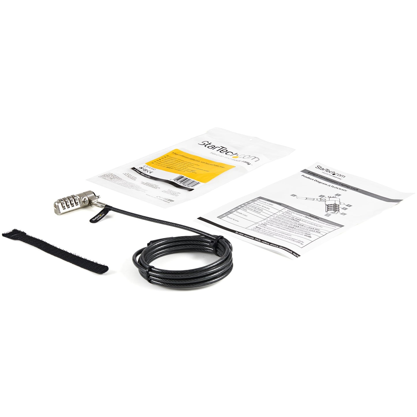 StarTech.com LTLOCK4D cable antirrobo Negro, Plata 2 m