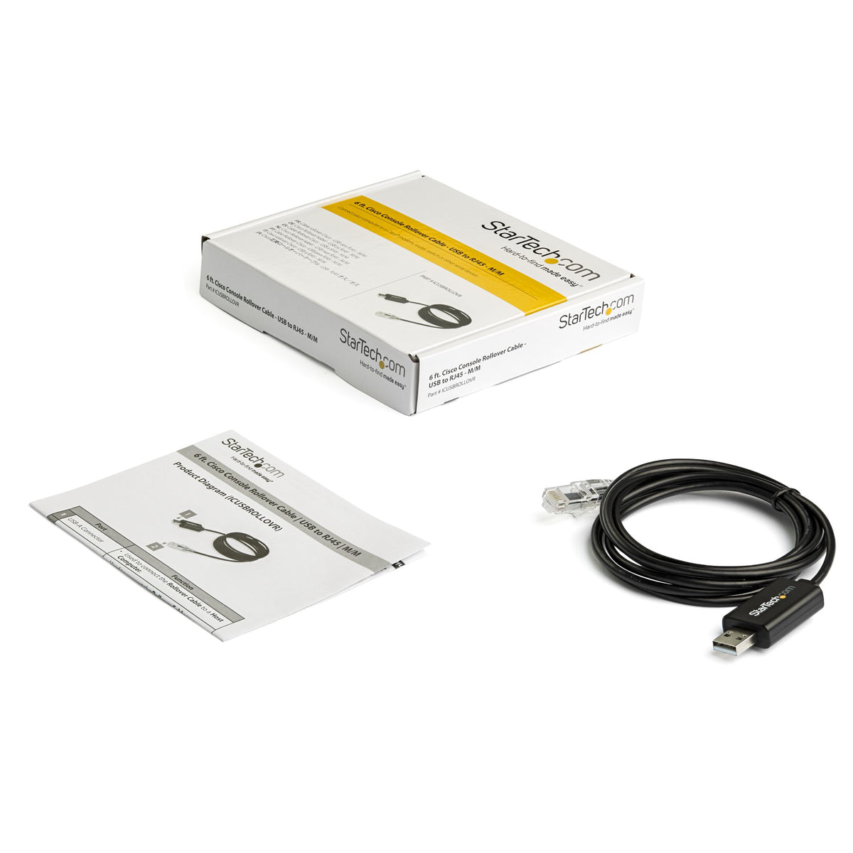 StarTech.com ICUSBROLLOVR cambiadores de género de cables RJ-45 USB 2.0 Type-A Negro