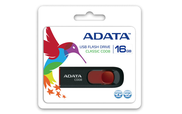 Memoria USB Adata C008 16 GB Color Negra-Roja