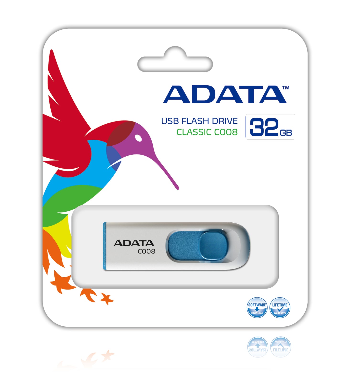 Memoria USB Adata C008 32 GB Color Blanca-Azul