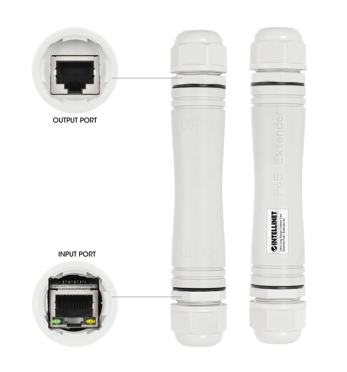 Intellinet 561952 extensor de red Blanco 10, 100 Mbit/s