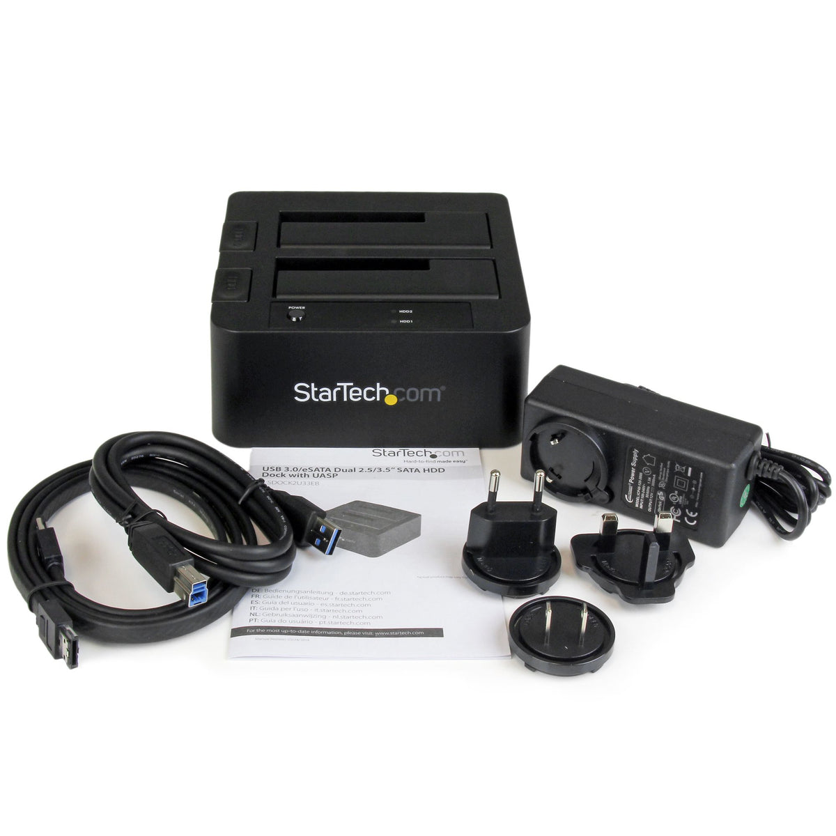 StarTech.com SDOCK2U33EB base de conexión para disco duro USB 3.2 Gen 1 (3.1 Gen 1) Type-B Negro