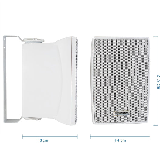 Juego de Bafles Steren de 2 Vías 600W PMPO Tipo Satelital Uso Interno/Externo/Intemperie Color Blanco