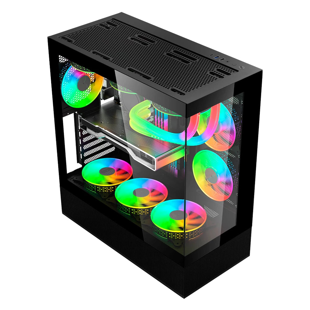 Gabinete Gamer Acteck Media Torre Tank Super 9200TB Max MB ATX Legend Negro