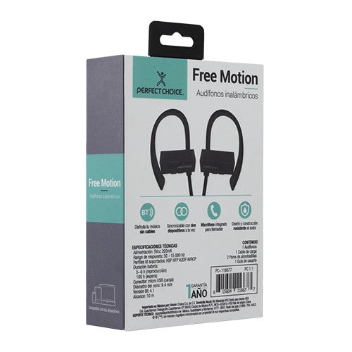 Perfect Choice PC-116677 audífono y auriculare Auriculares Inalámbrico Gancho de oreja Deportes MicroUSB Bluetooth Negro