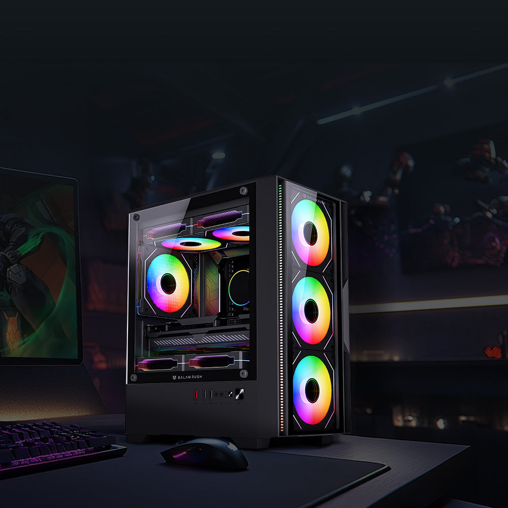 Gabinete Gamer Balam Rush Compact Mini Torre Nitrox Edge Pro Crystal 4900C Negro