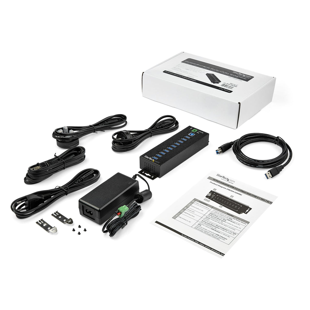 StarTech.com HB30A10AME nodo concentrador USB 3.2 Gen 1 (3.1 Gen 1) Type-B 5000 Mbit/s Negro
