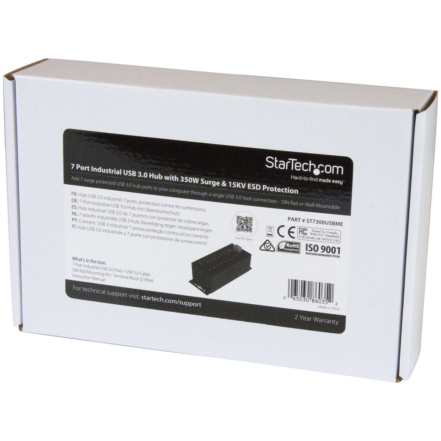 StarTech.com HB30A7AME nodo concentrador USB 3.2 Gen 1 (3.1 Gen 1) Type-B 5000 Mbit/s Negro