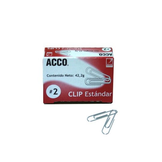 CLIP ACCO ESTANDAR No.2 INOXIDABLE 100CLIPS C/10